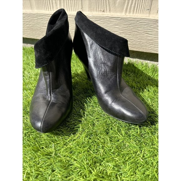 Coach Womens Annika Boots 8  Shooties Booties Black Leather Ankle Fold Slip On - Picture 1 of 13